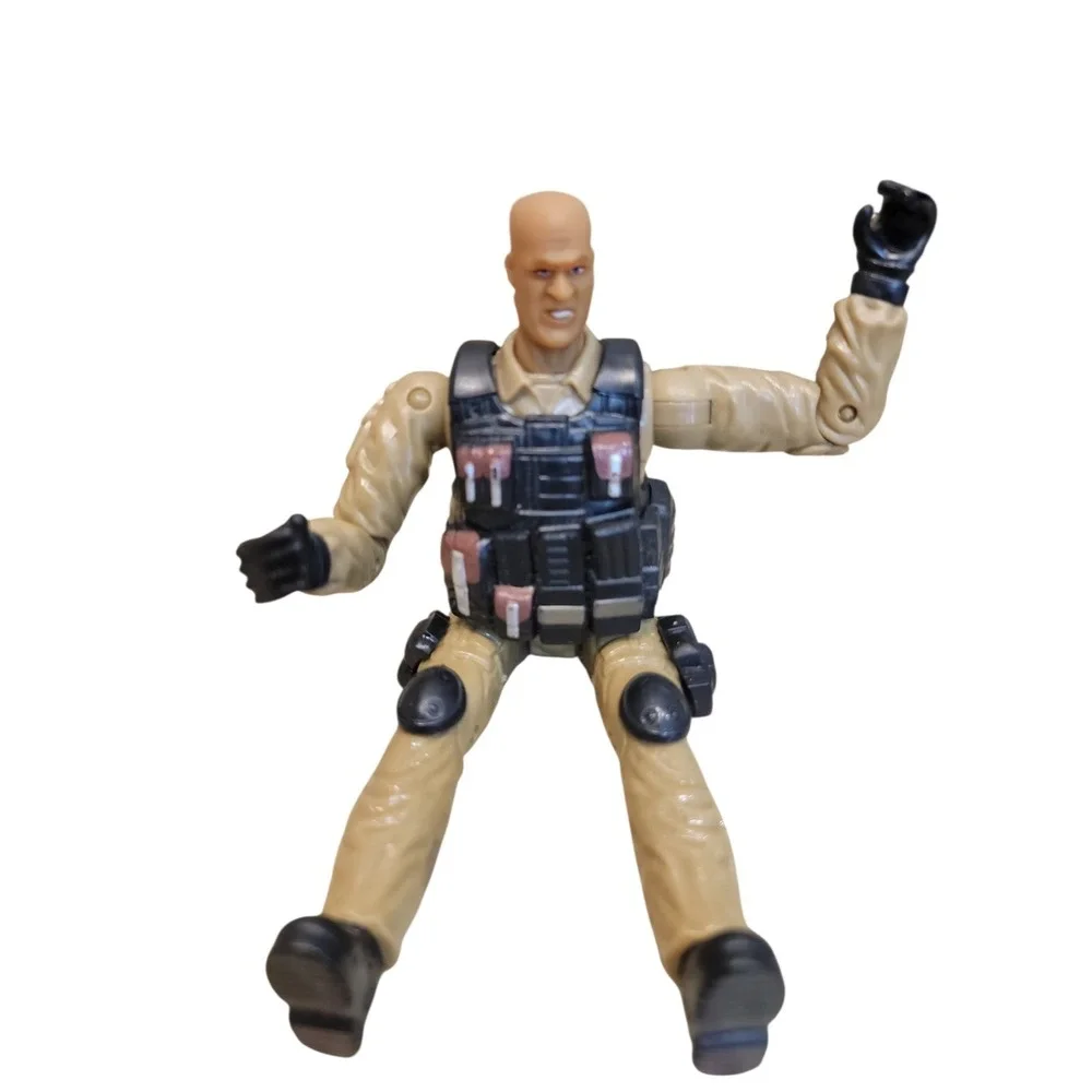 Military Soldier Action Figure Plastic Tan Uniform Black Vest